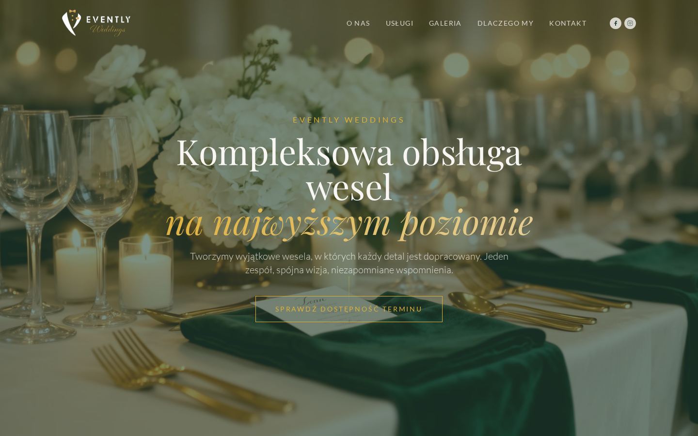 Podgląd strony Evently Weddings